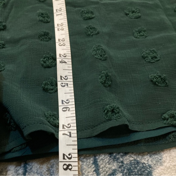 C01 Chiffon Button Up Shirt Swiss Polka Dot Top Dark Green Long Sleeve Sz 2XL - Picture 9 of 9